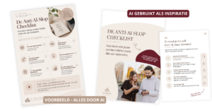 Voorbeeld van een AI shop checklist met praktische tips en inspiratie voor het gebruik van AI.
